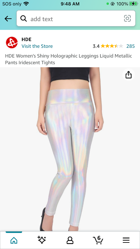 Photo 1 of HDE Women's Shiny Holographic Leggings Liquid Metallic Pants Iridescent Tights