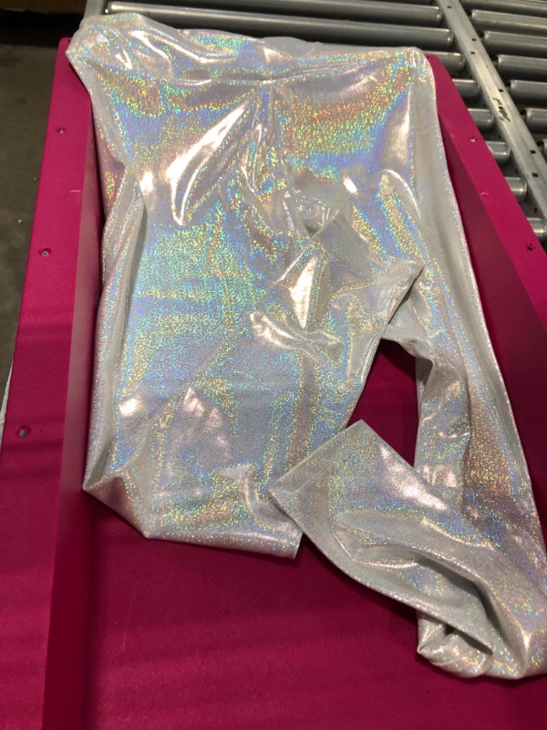 Photo 4 of HDE Women's Shiny Holographic Leggings Liquid Metallic Pants Iridescent Tights