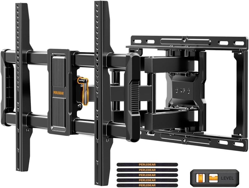 Photo 1 of Perlegear UL-Listed Full Motion TV Wall Mount for 40–86 Inch Flat Curved TVs up to 132 lbs, 12?/16? Wood Studs, TV Mount Bracket with Tool-Free Tilt, Swivel, Extension, Max VESA 600 x 400mm, PGLF15
