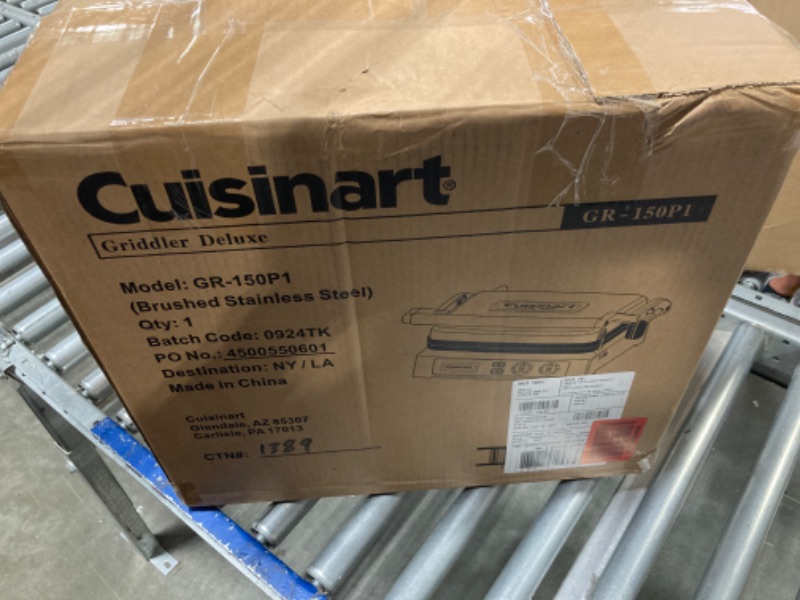 Photo 2 of Cuisinart GR-150P1 Deluxe Electric Griddler, Stainless Steel & CPT-122BK 2-Slice Compact Plastic Toaster, Black Deluxe Grddler + Toaster, Black ***USED*** 