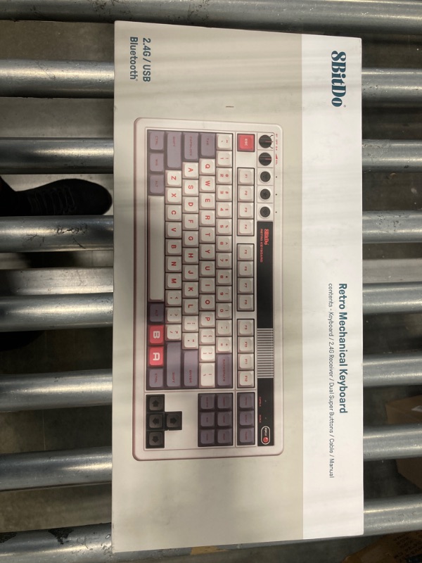 Photo 3 of ***FOR PARTS ONLY - ALL SALES ARE FINAL***
SOME KEYS DONT WORK AND LIGHT UP
8Bitdo Retro Mechanical Keyboard, Bluetooth/2.4G/USB-C Hot Swappable Gaming Keyboard with 87 Keys, Dual Super Programmable Buttons for Windows and Android