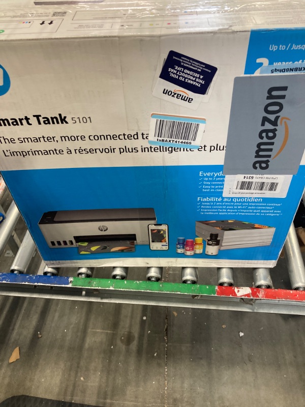 Photo 1 of HP Smart -Tank 5101 Wireless Cartridge-free all in one printer, up to 2 years of ink included, mobile print, scan, copy (1F3Y0A) , White