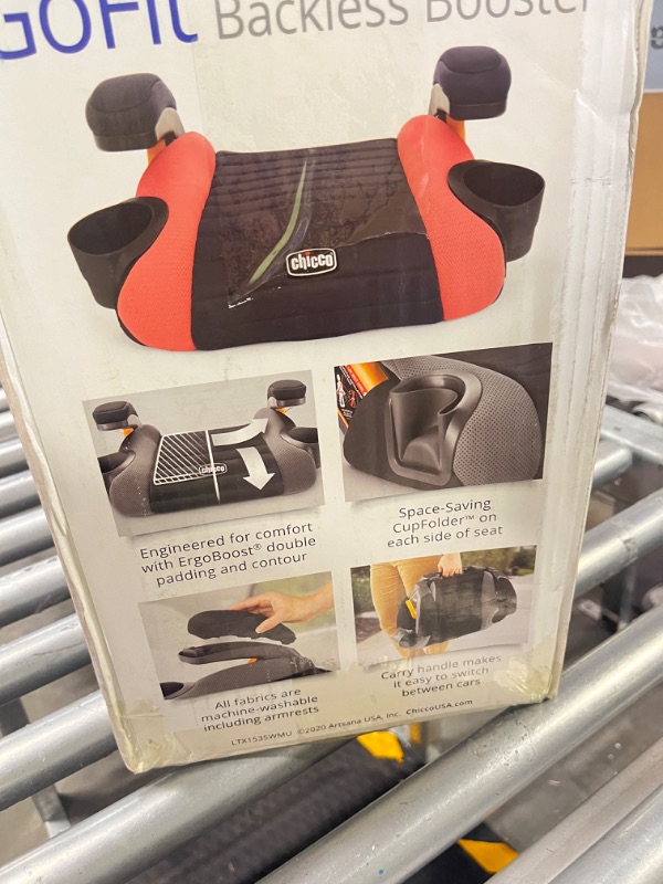 Photo 1 of Chicco GoFit Backless Booster Car Seat, Travel Booster Seat for Car, Portable Car Booster Seat for Children 40-110 lbs. | Coral/Orange Coral GoFit