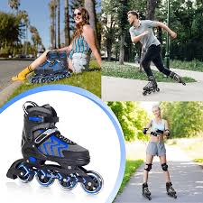 Photo 1 of  similar*****Fitness Inline Skate Adjustable Roller Skates Aluminum Alloy Bracket Street Blades Roller Racing Skates Perfect for Indoor Outdoor Backyard Skating (
