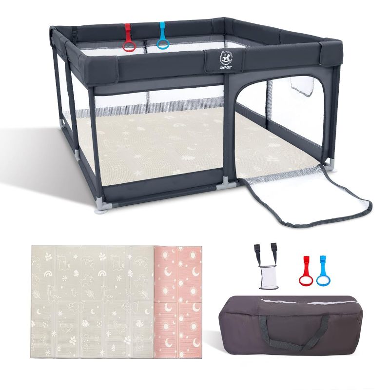 Photo 1 of 4 in 1 Baby Playpen with a Mat, 50"x50" Large PlayPen for Babies and Toddlers, Outdoor Baby Play Yard for Baby Activity Center, Sturdy Safety Baby Fence with Breathable Mesh and Anti-Slip Base
