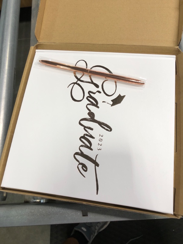 Photo 1 of Graduation Guest Book Polaroid Commencement Rave Party Picture Book Wishes for The Grad Guestbook 8.5” Square Hardcover Blank Pages for Instax White Cover Rose Gold Stamping