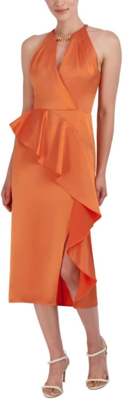 Photo 1 of BCBGMAXAZRIA Women's Midi Halter Neck Cutout Sleeveless Day Dress Size 2