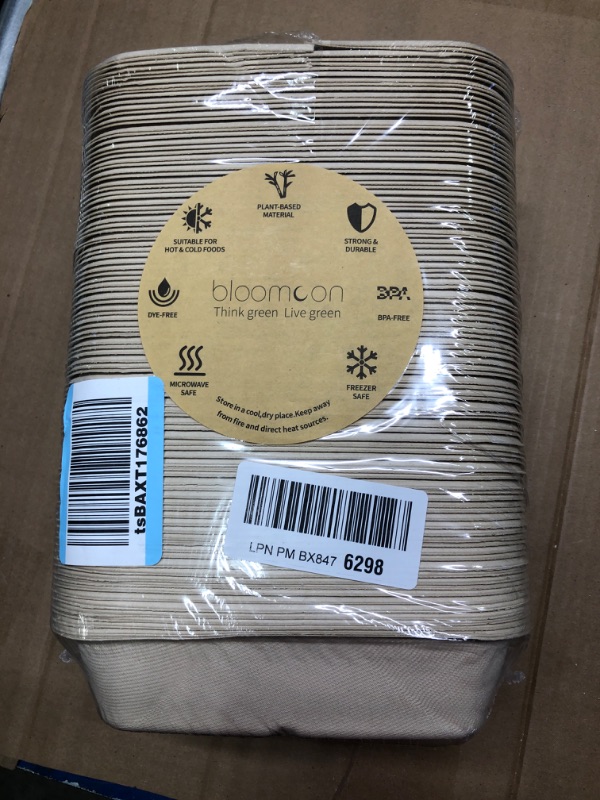 Photo 1 of 100 Pack 32 oz Large Rectangle Paper Bowls for Taco Salad, Burrito, Nacho, Pasta, Baked Potatos, Compostable 32oz Disposable Bowls for Party