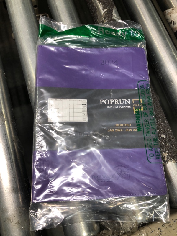 Photo 1 of POPRUN Monthly Planner 2024-2025 (6.5'' x 8.5'') 18-Month Calendar Book (January 2024-June 2025) Soft Cover, Calendar Planner with Monthly Tabs & Pocket, 100 GSM Paper - Purple Purple Medium - 6.5'' x 8.5''
