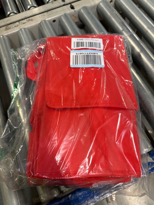 Photo 1 of musbus 2-Pack XL-Large Insulated Grocery shopping bags, Red, Reusable , Heavy Duty, zipped zipper,Collapsible,tote,cooler,groceries,for car,Recycled Material Warm Foldable bag X-Large?16W x 12.5H x 9D? Red 2