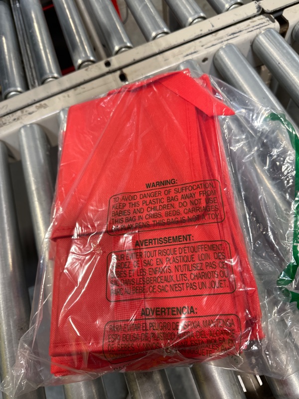 Photo 1 of musbus 2-Pack XL-Large Insulated Grocery shopping bags, Red, Reusable , Heavy Duty, zipped zipper,Collapsible,tote,cooler,groceries,for car,Recycled Material Warm Foldable bag X-Large?16W x 12.5H x 9D? Red 2