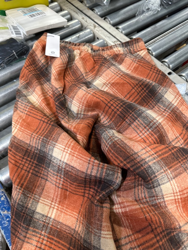 Photo 3 of IDEALSANXUN Womens Plaid Wool Skirts Elastic Waist A-Line Pleated Tartan Long Skirts Medium Long Orange