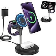 Photo 1 of 3 in 1 Wireless Charging Station for Multiple Devices Apple, Aeinidi 15W Fast Mag-Safe, Magnetic Charger Stand for iPhone 15 14 13 12 Pro Max/Plus/Pro/Mini, Apple Watch, AirPods Pro 3 2, Black