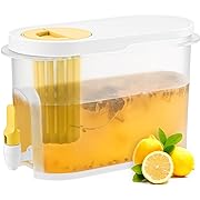 Photo 1 of Drink Dispenser for Fridge, Beverage Liquid Drink Container for Party, 1 Gallon, Cold Water Pitcher Lemonade Stand Juice Jug with Spigot (White)