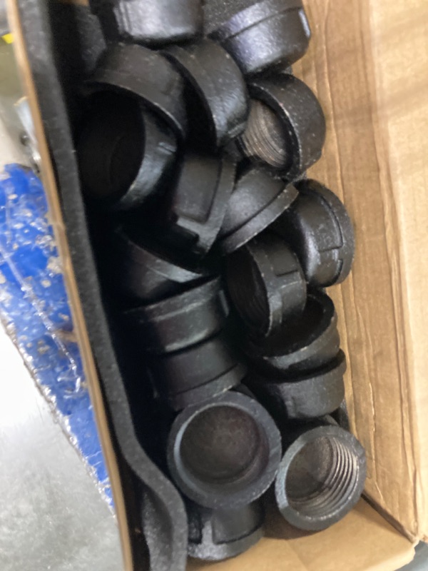 Photo 1 of 1" Black Industrial Pipe Fitting Caps - Home Expert 20 Pack Iron Cast Metal Pipe Caps for Steampunk Vintage Shelf Bracket DIY Plumbing