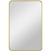 Photo 1 of  16 x 24   MCS Master & Co. Modern Metal Large Wall Mirror, Minimalist Home Decor Rectangle Mirror with Rounded Corners for Living Room, Bedroom, or Bathroom, Brass.