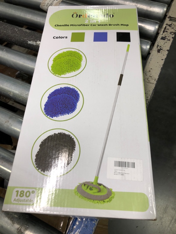 Photo 1 of Ordenado Car Wash Brush with Long Handle 45" Chenille Microfiber Car Washing Mop Kit Mitt Car Washing Brush Cleaning Supplies Car Care Kits with Scratch-Free Replacement Head for Car RV Truck A-green