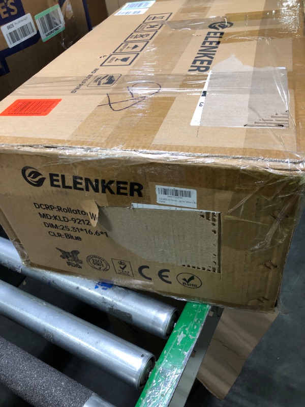 Photo 3 of ELENKER All-Terrain Rollator Walker with Non-Pneumatic Tire 12” Front Rubber Wheels, Compact Folding Design for Seniors, Blue