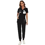 Photo 1 of COZYFIT Scrubs for Women Set - Stretch V-Neck Scrub Top & Jogger Pant with 8 Pockets