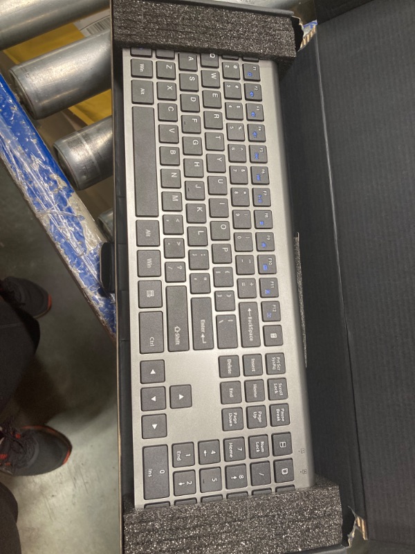 Photo 1 of Wireless Keyboard and Mouse, Full-Size Keyboard Mouse Ultra Slim Combo with USB Receiver, Quiet Click, 2400 DPI, Cordless Scissor Switch Computer Keyboard Set, for Laptop PC Windows Mac - Black Gray KM426-Gray Black