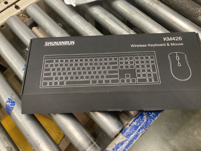 Photo 1 of Wireless Keyboard and Mouse, Full-Size Keyboard Mouse Ultra Slim Combo with USB Receiver, Quiet Click, 2400 DPI, Cordless Scissor Switch Computer Keyboard Set, for Laptop PC Windows Mac - Black Gray KM426-Gray Black