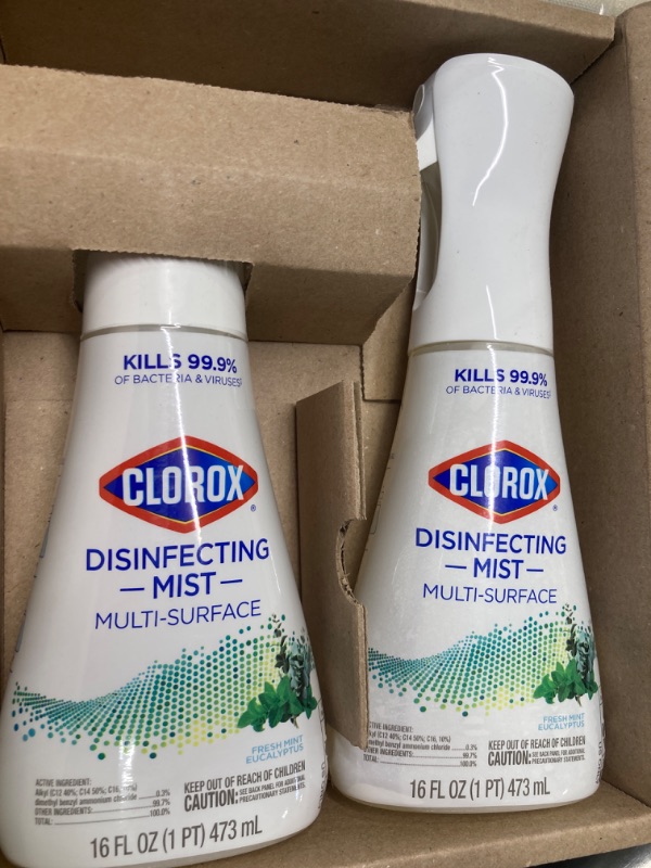 Photo 2 of Clorox Disinfecting Mist, Eucalyptus Peppermint, Household Essentials, 1 Spray and 1 Refill, 16 oz Each