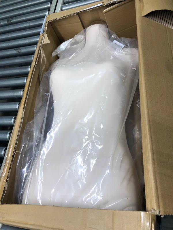 Photo 1 of SHAREWIN Dress Form Mannequin for Sewing Female Beige Leather Manikin Torso with Detachable High Stability Metal Stand Adjustable Height Beige body