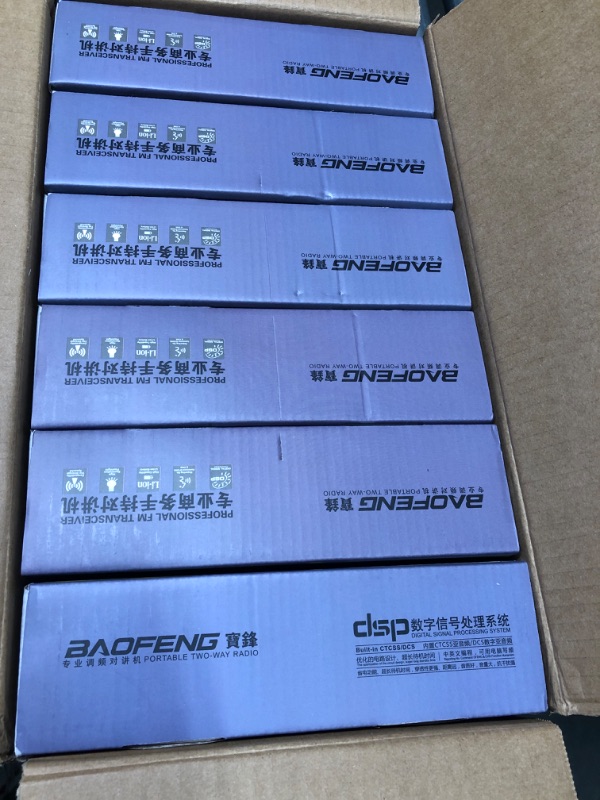 Photo 1 of BaoFeng Radio UV-5R Ham Radio (6 Pack) 144-148Mhz/420-450Mhz + 1pcs TIDRADIO Driver Free Programming Cable + 12pcs 1800mAh Batteries BaoFeng Walkie Talkie