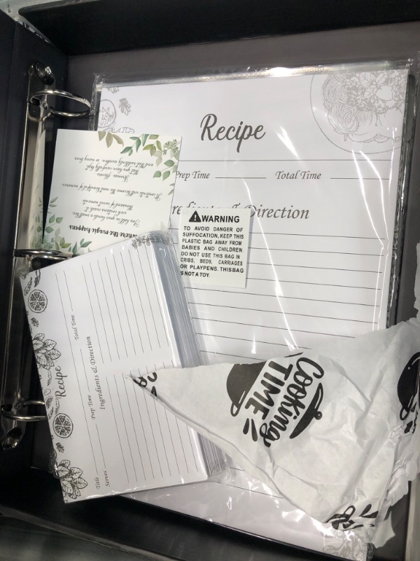 Photo 4 of Recipe Binder, 3 Ring Organizer Kit 12.5 x10.5, Book for Own Recipes, Recipe Book to Write in Your Own Recipes with Blank Recipes Cards, Full Pages Dividers, Plastic Page Protectors, Recipe Book