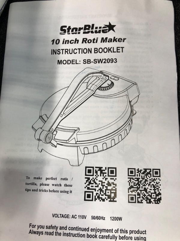 Photo 3 of 10inch Roti Maker by StarBlue with FREE Roti Warmer - The automatic Stainless Steel Non-Stick Electric machine to make Indian style Chapati, Tortilla, Roti AC 110V 50/60Hz 1200W SB-SW2093