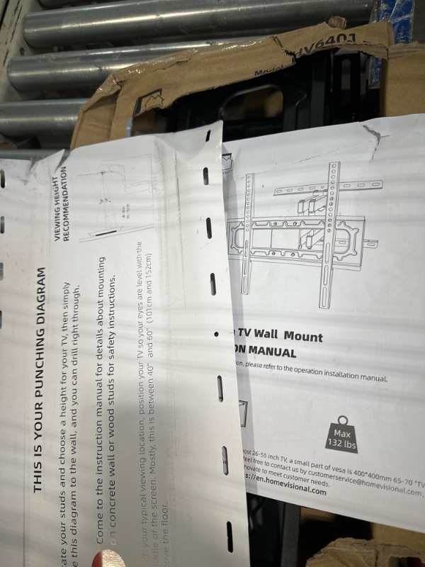 Photo 4 of HOMEVISION TV Wall Mount, Full Motion Swivel Tilt TV Mount for Most 26-55inch, Some up to 70inch LED LCD OLED TV with Dual Articulating Arms Wall Mount Bracket Max VESA 400x400mm 132lbs Fits 16" Stud Black 26 to 70inch 132Lbs