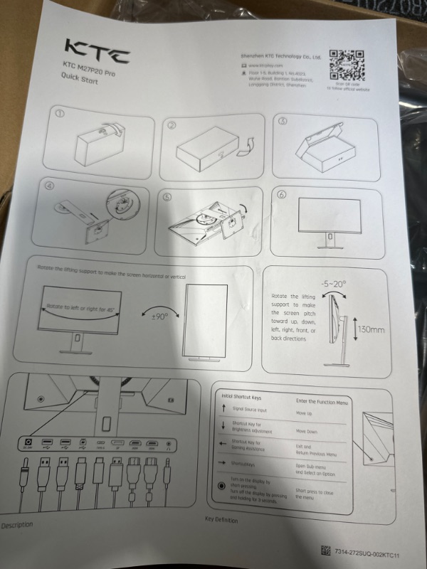 Photo 9 of KTC 27 Inch 4K Gaming Monitor, Mini LED Monitor, Fast IPS, HDR1000, Built-in Speakers, HDMI2.1, DP1.4, Type-C 90W, 160Hz/144Hz Computer Monitor, Vesa Wall Mount, Vertical PC Monitor, M27P20P 27-inch 4K Mini LED