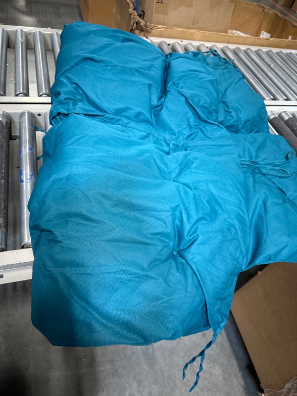 Photo 1 of 3 Seater Swing Cushions Replacement with Backrest, 4'' Thick Outdoor Waterproof Bench Cushion Non-Slip Porch Swing Cushions 40x60 inch Blue