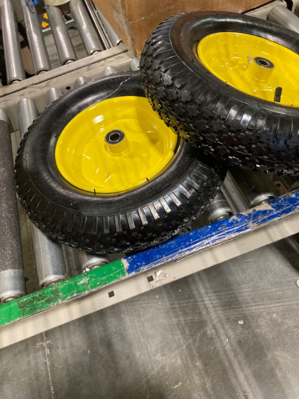 Photo 1 of (2-PACK) 4.80/4.00-8" Tire and Wheel, 16" Pneumatic Tire Wheels with 5/8" Bearings (Extra 3/4" Bearings) and 3" Centered Hub, for Wheelbarrow, Hand Truck, Garden Carts, Yard Wagon Dump Cart