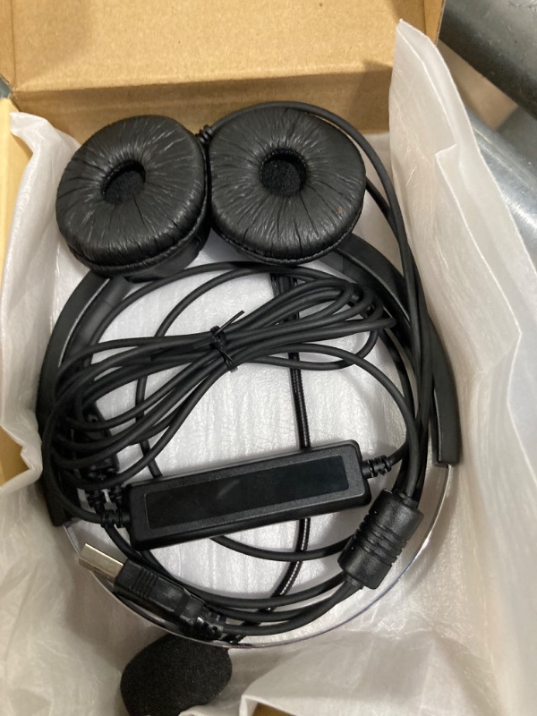 Photo 1 of TelPal USB Computer Headset Hands Free Call Center Noise Cancelling Corded Binaural Headset Headphone with Mic Microphone, Volume Adjustable