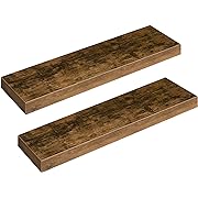 Photo 1 of Floating Shelves, Wall Shelf Set of 2, 31.5 Inch Hanging Shelf with Invisible Brackets, for Wall Bathroom, Bedroom, Toilet, Kitchen, Office, Living Room Decor, Rustic Brown BF80BJP201