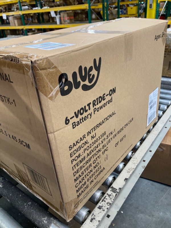 Photo 1 of Bluey 6V Ride On Car for Toddlers - Interactive Electric Car for Kids with Sound Effects & Music, Riding Toy for Boys & Girls, Includes 6V Rechargeable Battery & Charger