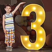 Photo 1 of 4FT Marquee Light Up Numbers Mosaic Large Numbers 3 Frame for Birthday Party Wedding Backdrop Decoration Anniversary Baby Shower Day Decor Pre-Cut Big Foam Board with Acrylic Plate Base