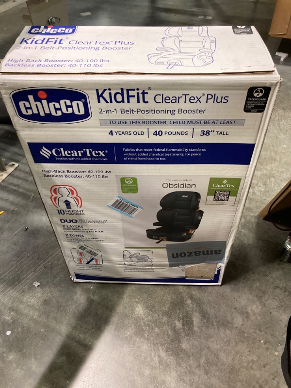 Photo 2 of Chicco KidFit ClearTex Plus 2-in-1 Belt-Positioning Booster Car Seat, Backless and High Back Booster Seat, for Children Aged 4 Years and up and 40-100 lbs. | Obsidian/Black KidFit Plus with ClearTex® No Chemicals Obsidian