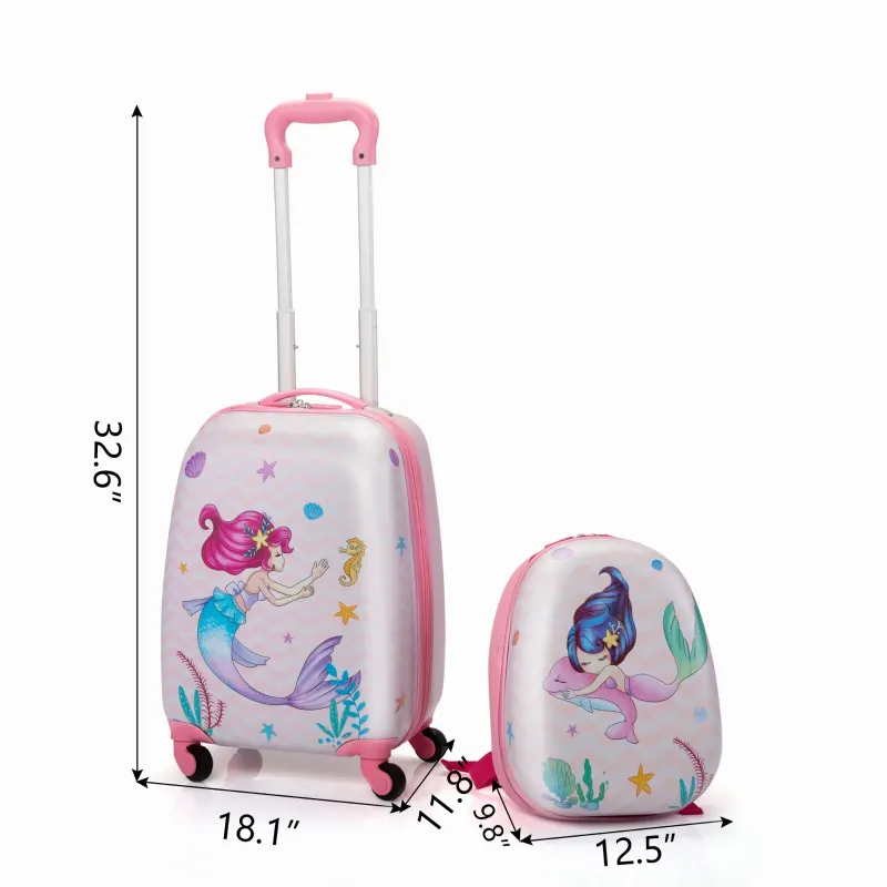 Photo 1 of 2 Pcs Kid Carry on Luggage with Spinner Wheels Hard Shell Travel Rolling Luggage