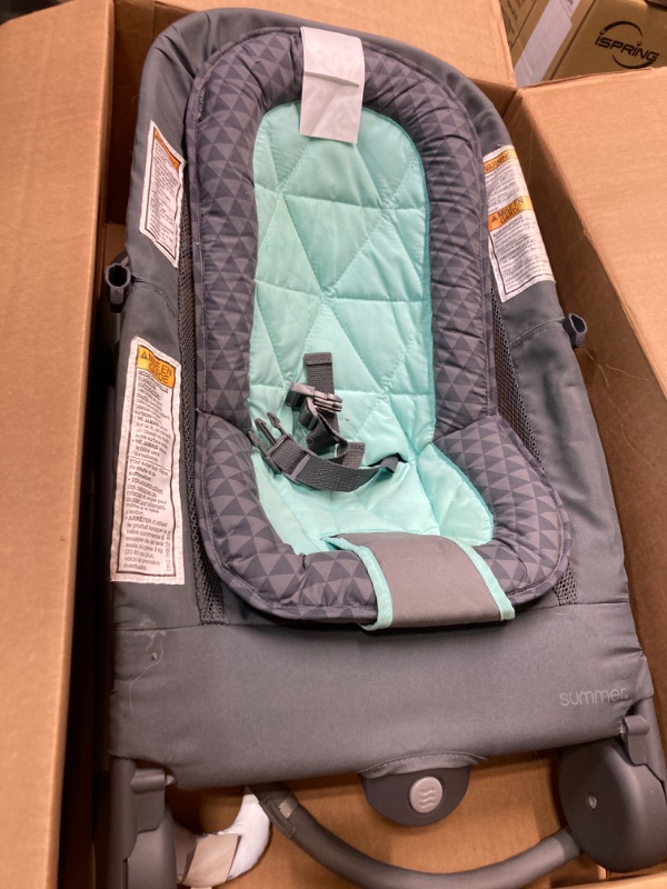 Photo 2 of Summer 2-in-1 Bouncer & Rocker Duo (Gray and Teal) Convenient and Portable Rocker and Bouncer for Babies Includes Soft Toys and Soothing Vibrations