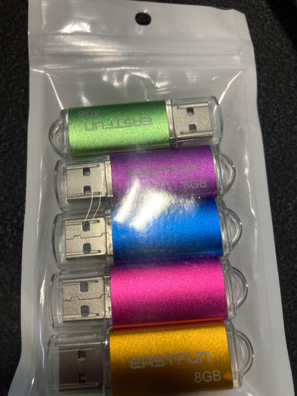 Photo 2 of 5Pcs 8GB USB Flash Drive USB 2.0 Flash Memory Stick Thumb Stick Pen(Five Mixed Colors: Blue Purple Rose Green Gold) 8GB 5Pack 8GB Gold Rose Blue Purple Green