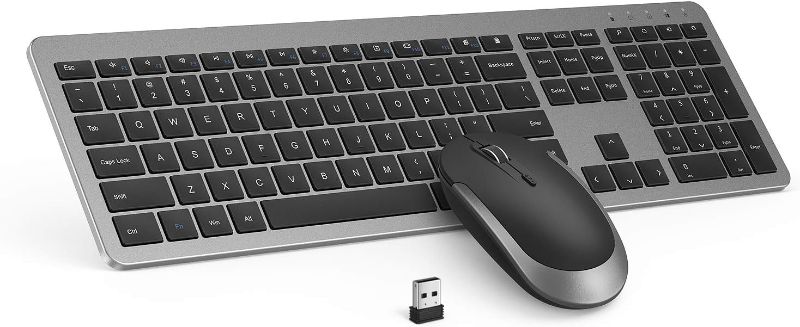 Photo 1 of 
Wireless Keyboard and Mouse Combo - Full Size Slim Thin Wireless Keyboard Mouse with Numeric Keypad 2.4G Stable Connection Adjustable DPI (Grey & Black)