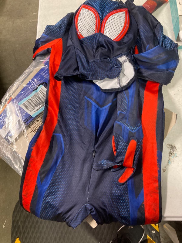 Photo 1 of Marvel Miles Morales Official Youth Deluxe Zentai Suit - Spandex Jumpsuit with Printed Design and Detachable Spandex Mask with Plastic Eyes