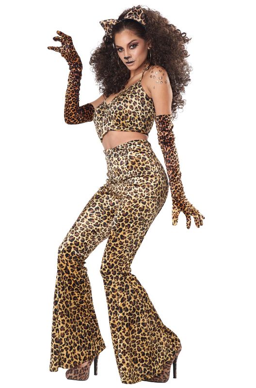 Photo 1 of California Costumes womens Leopard Pant Set Adult Costume Tan/Black Large