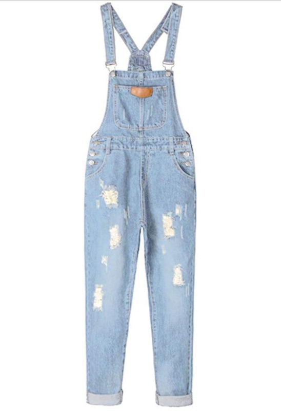 Photo 1 of AvaCostume Women's Adjustable Strap Ripped Denim Overalls SIZE 36
