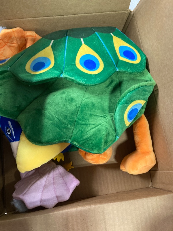 Photo 1 of 18 Inches Plush Peacock Stuffed Animal Tummy Carrier with 4 Little Plush Peacock Inside Its Zippered Tummy Peacock Cuddly Toy Soft Toy Animals for Birthday Gifts Zoo Party Decor