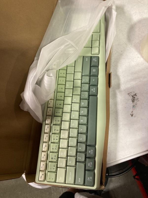 Photo 2 of Aesthetic Colorful Keyboard Wireless 2.4GHz/Bluetooth 106-Key with Numpad Low Profile Keycaps Silent Linear Mechanical-Feel Switches Ergonomic for Mac/Win, 1 AAA Battery, Matcha Green