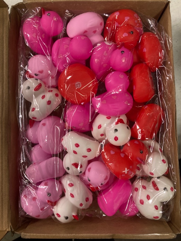 Photo 2 of 2 Inch Mother's Day Rubber Duck Love Heart Ducks Squeaky Duckies Holiday Ducks Novelty Pink Red Bath Toys for Valentine's Day Party Favors Classroom Bag Fillers(24 Pcs)