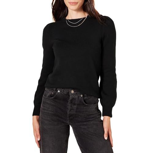 Photo 1 of Amazon Essentials Women's Soft Touch Pleated Shoulder Crewneck Sweater, Black, X-Large